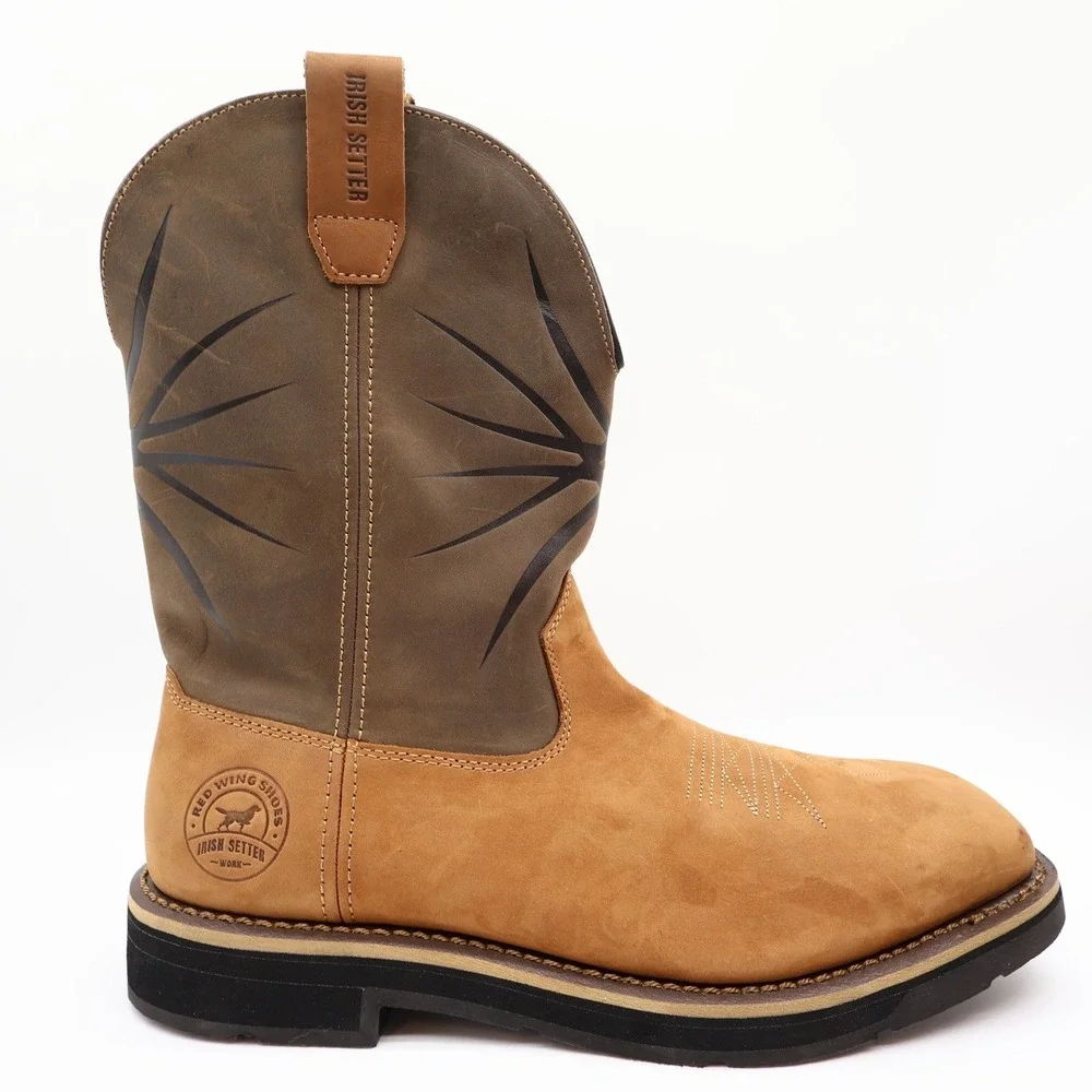 Irish Setter Walker Pull-On Work Boots Mens 12 Brown Leather Soft Toe 83937 NEW